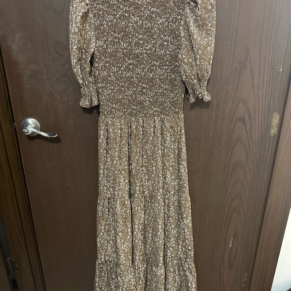 Elegant Brown Floral Maxi Dress